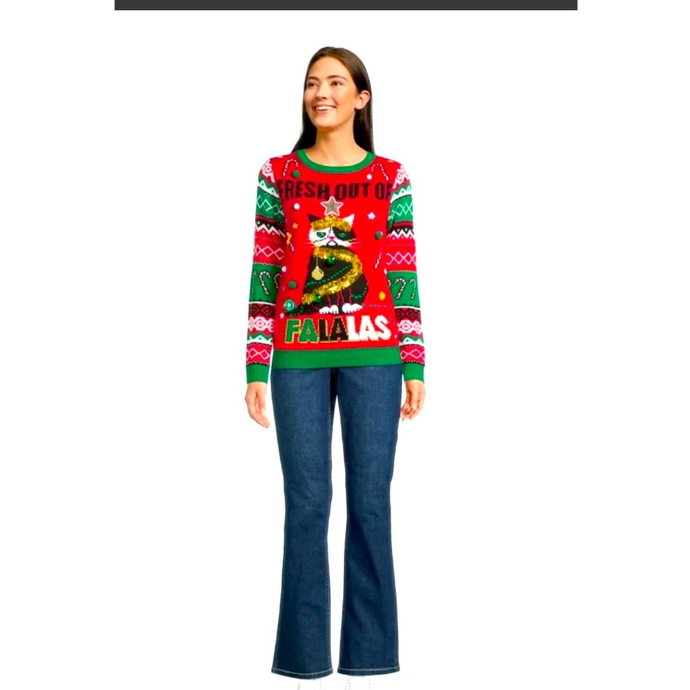 NO BOUNDARIES JUNIOR CHRISTMAS SWEATER THE GRINCH IN SIZE LARGE 11-13